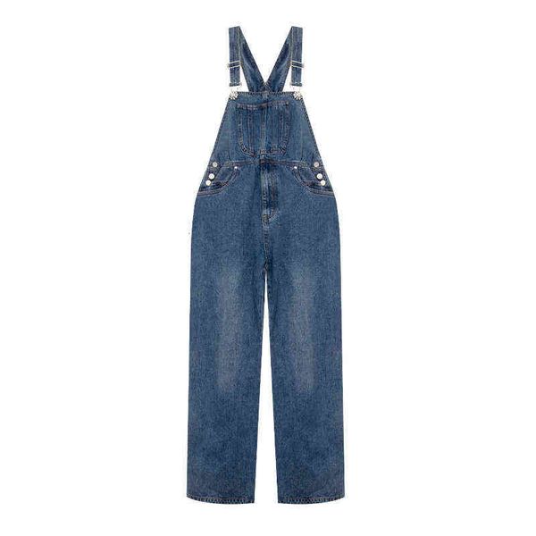 

new autumn fashion design feeling net red slim fit wide leg cowboy suspender women, Blue