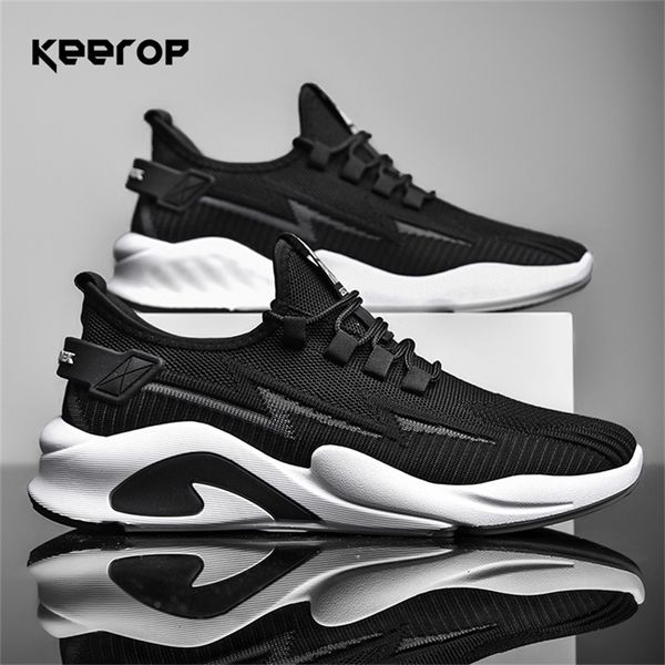 

keerop fashion trend men sneakers flying woven male breathable men s work sports shoes outdoor spring running casual 220812, Black;brown