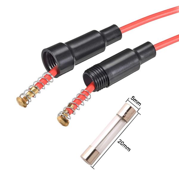 

100pcs car new professional 5 x 20mm agc glass tube fuse holder inline screw type cap 10a fuse box with 16 awg wire for fast-blow glass tube