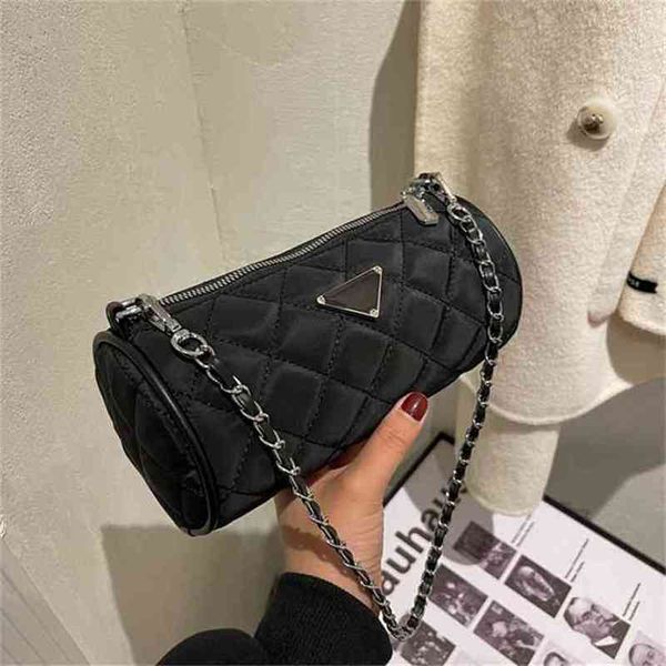 

70% factory online sale solid color simple rhombic chain small drum bag autumn and winter single shoulder diagonal bag