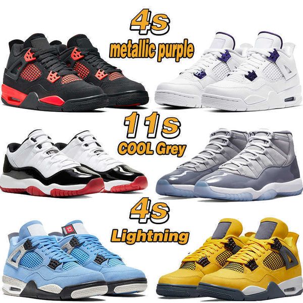 

2022 metal purple boots basketball shoes 4 4s red thunder university blue tour yellow 11 11s cool grey animal instinct 25th anniversary, Black