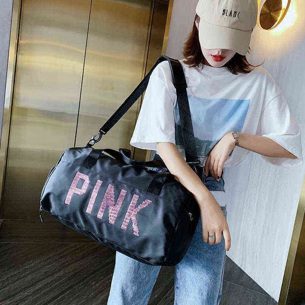

short distance travel bag women's hand luggage pink large capacity dry wet separation swimming men's sports fitness