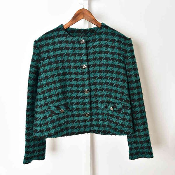 

women's jackets s family autumn and winter temperament small fragrance style pattern splicing single breasted short coat women, Black;brown
