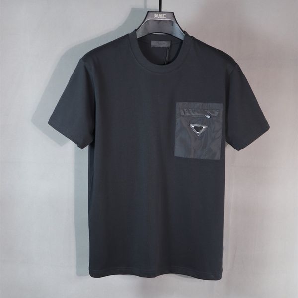 

designer men's t-shirts spring and summer new couple models nylon pocket stitching round neck short-sleeved, White;black