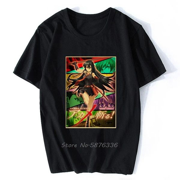 T-shirt da uomo Akame Ga Kill Anime T-shirt in cotone a maniche corte da uomo O-Collo Maglietta Hip Hop Tees Streetwear Harajuku