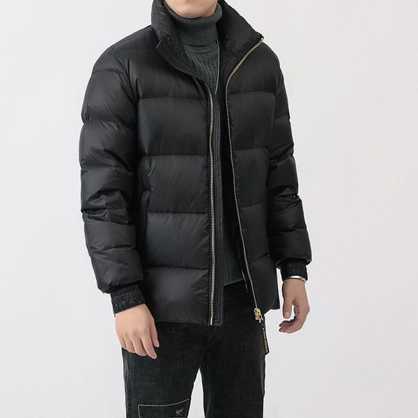 

men's winter down jackets stand collar bubble lightweight puffer jacket, Black