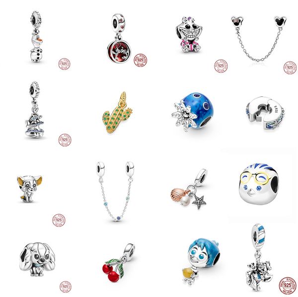 Hot Designer s925 Sterling Silver Branelli allentati Braccialetti di perline di lusso Mouse Octopus Original Fit Pandora Charms Catena di sicurezza Ciondolo di moda fai da te Regalo di gioielli da donna