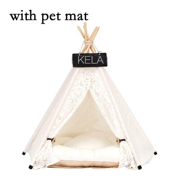 Jormel Pet Tent Pet Pet Bed Портативная моющаяся собака Щенок Щенок игрушка Дом Cat Teepee Star Pattern содержит коврик новый Y200330