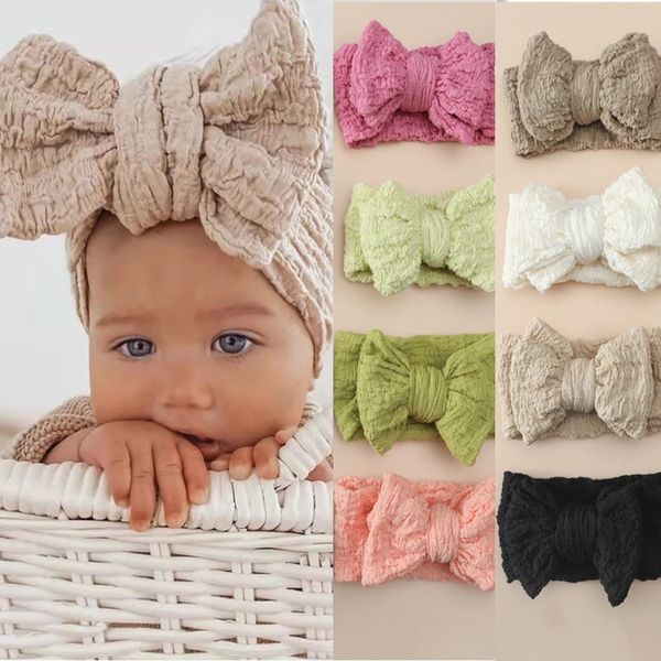 

wrinkles large bow headband for newborn hair accessories bunny bowknot turbans for babies sold wide headwrap baby girl turban, Silver