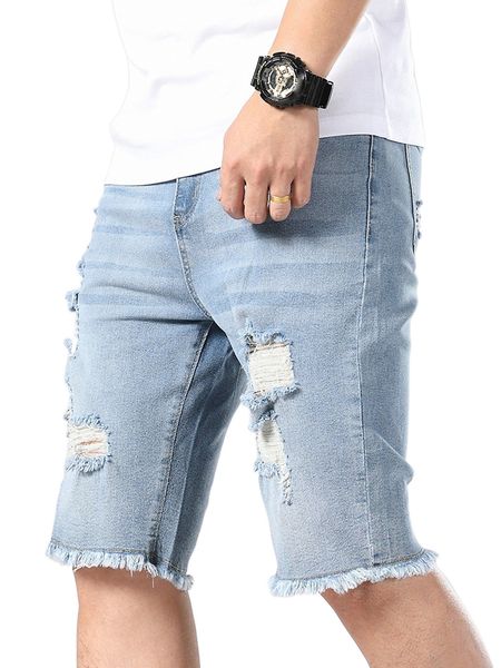 

men ripped raw trim denim shorts q9vu#, White;black