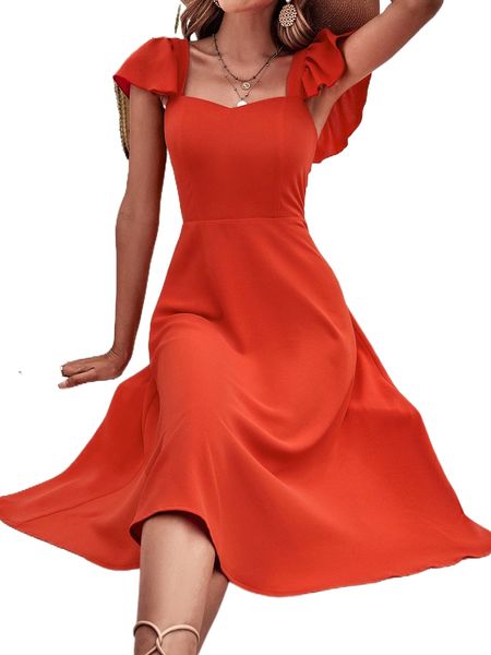 

ruffle trim zip back dress q9gz#, Black;gray