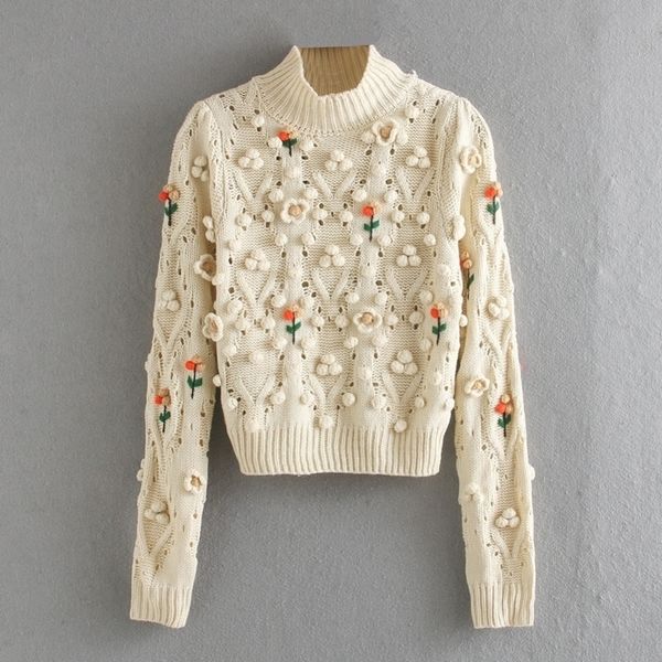 

za women sweater with oneck embroidery knitted casual pullover y200910, White;black