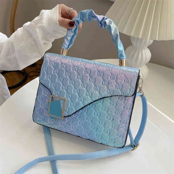 

2022 personalized triangular cover handbag colorful flash bag women's new fashion single shoulder messenger bag 60% off online