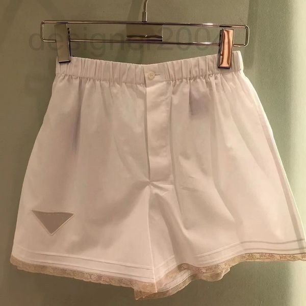 

women's shorts designer fashion triangle label lace splicing elastic waist wide leg shorts women's 22nd autumn new white casual pa, White;black