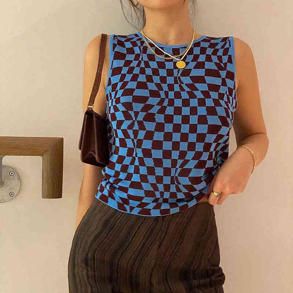 

women's women's blouses & shirts yiyimiyu plaid printed y2k knitted wome t220823, White