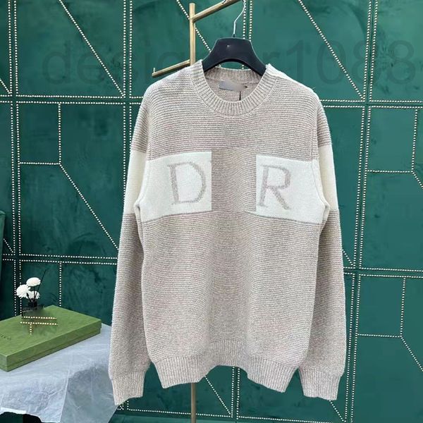 

women's sweaters designer 2022 early spring new sweater letter jacquard loose off shoulder versatile aging round neck knitted fir women, White;black