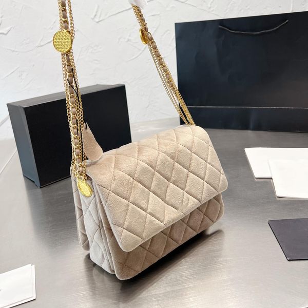 

womens french fall winter velvet coin designer bag classic mini flap diamond quilted hardware chain crossbody multi pocket luxury handbags s