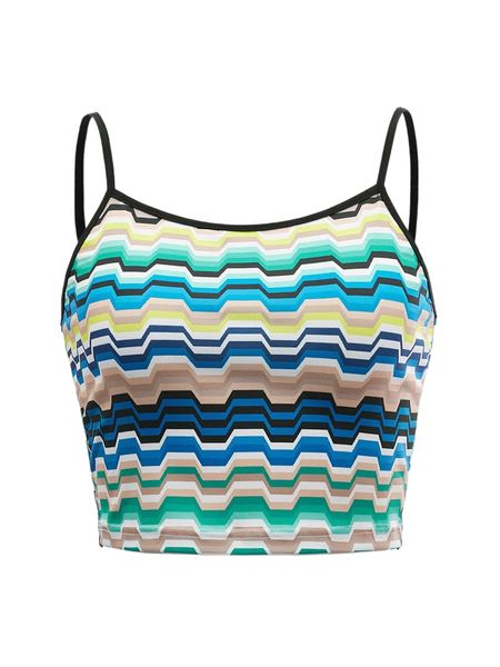 

x anitta wave striped contrast binding crop cami e1le#, White