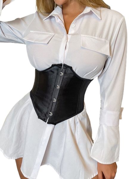 

apperloth a lace up back satin corset j9c2#, Black;red