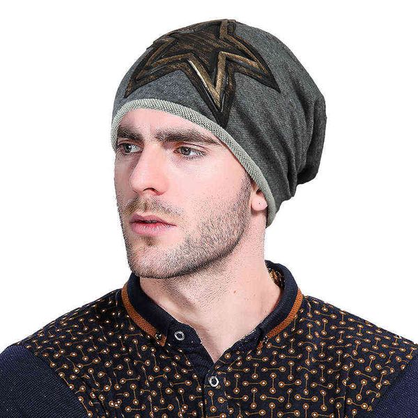 

beanie skull caps new men's and women's spring autumn cotton linen pullover cap thin breathable single layer pile five star knitte, Blue;gray