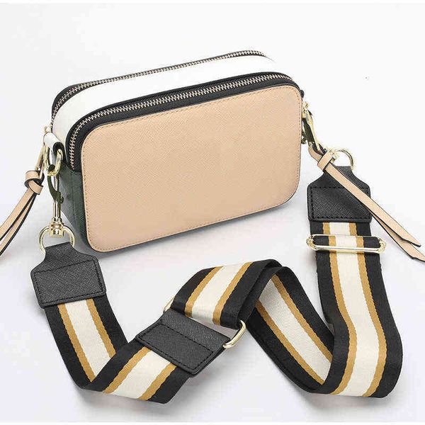 

menger designers bag for women crossbody camera leather double zip color matching casual wide strap shoulder s