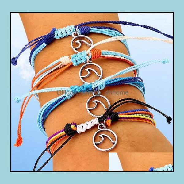 

charm bracelets jewelry wax string woven mtilayer friendship bracelet wave adjustable braided for women girls gift drop delivery 2021 bbqyj, Golden;silver
