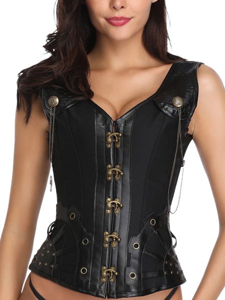 

grommet lace up back chain metallic button shapewear s0jq#, Black;red
