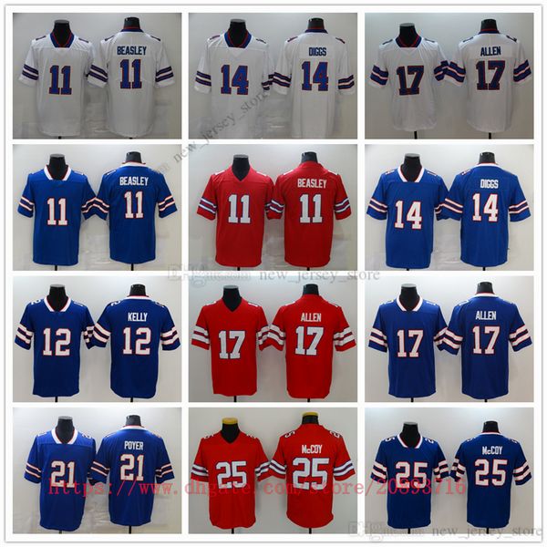 Movie College Football Wear Trikots genäht 11 ColeBeasley 12 JimKelly 14 StefonDiggs 17 JoshAllen 21Poyer 25 LeSeanMcCoy Atmungsaktiver Sport Hohe Qualität