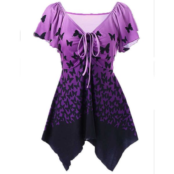 

2023 designer women's t-shirt butterfly print loose casual pullover, White