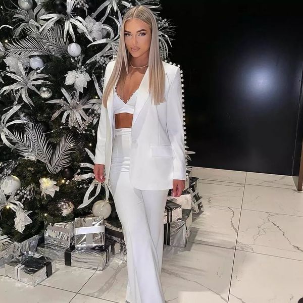 

white pearls beading mother of the bride suits women blazer spring autumn lady suit three piece prom evening dress jacket pants special occa, Black;red
