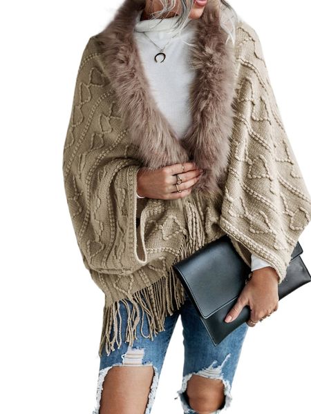 

fuzzy trim textured knit cardigan u5hc#, White;black