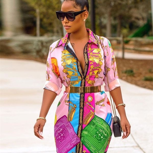 

vazn geometric elements print sashes silk women formal ladies dress shirt fashion short sleeve 220613, Black;gray