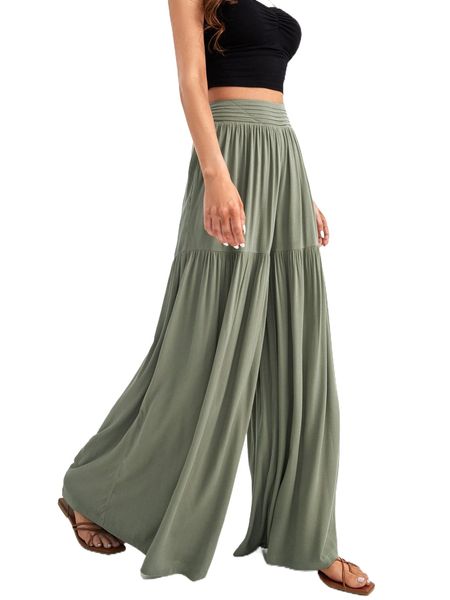 

tall pleated detail wide leg pants x13a#, Black;white