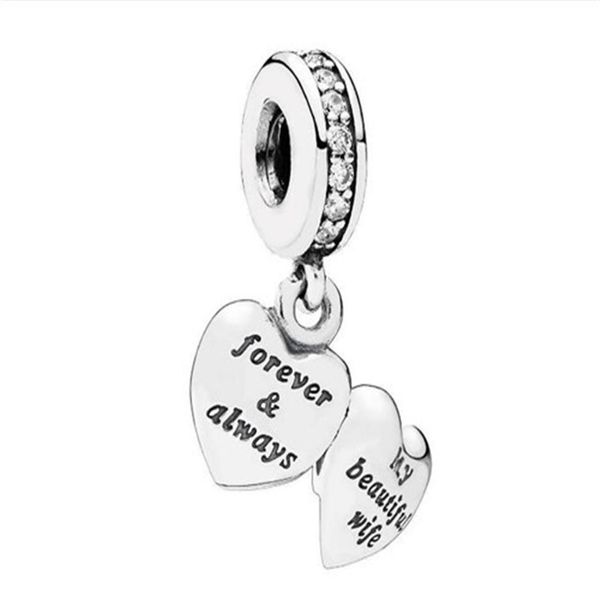 

authentic s925 sterling silver my beautiful wife charm pendant with cubic zirconia beads fit for european pandora bracelet diy bea219p, Black