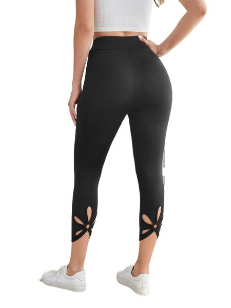 

emery rose floral pattern cutout leggings h30y#, White;black
