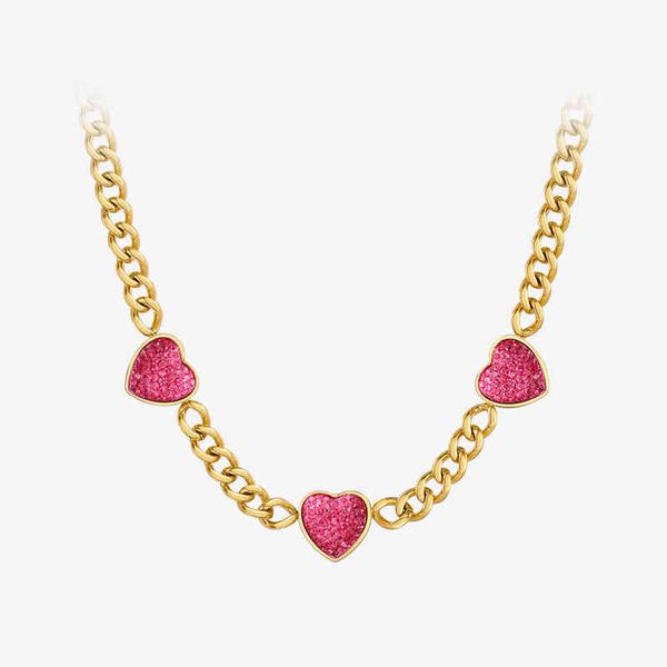 

pendant necklaces enfashion red heart necklace for women stainless steel gold color fashion jewelry collares para mujer halloween p3271 2204, Silver
