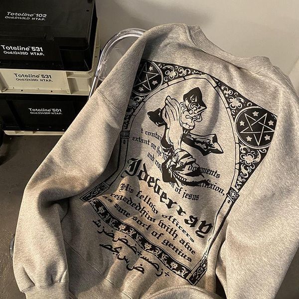

women's t-shirt vintage streetwear letter print crew neck sweatshirt women spring thin sweater loose versatile harajuku hoodie womenswo, White