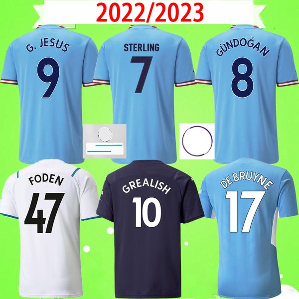 

2022 2023 soccer jerseys 22 23 mans grealish sterling football shirts cities foden de bruyne gesus bernardo mahrez ferran mens adults home a, Black;yellow