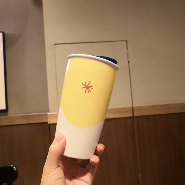 

starbucks new 355ml summer flower blooming double-layer mug insulated deskhome office mug with cover