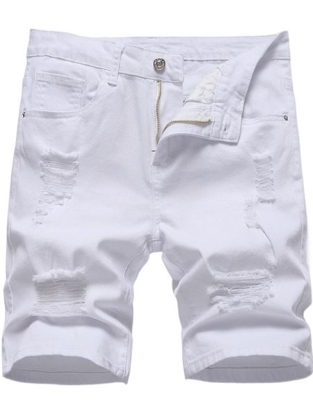 

men ripped denim shorts a17i#, White;black