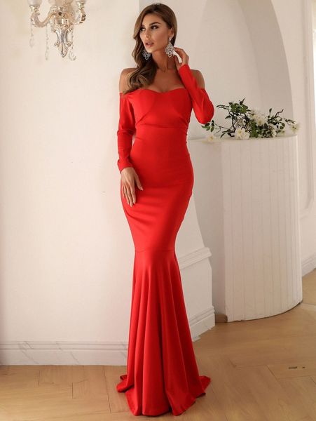 

missord off shoulder zip back mermaid hem prom dress x6ib#, Black;gray