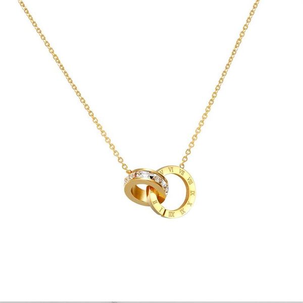 

trend crystal roman numerals necklace for women stainless steel square pendant with charms jewelry christmas gift necklaces256k, Silver