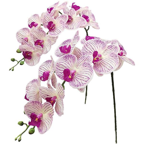 Dekorative Blumenkränze, 2 Stück, echte Orchideenstiele, künstliche Phalaenopsis-Zweige, 9 große Blütenblätter, 96,5 cm