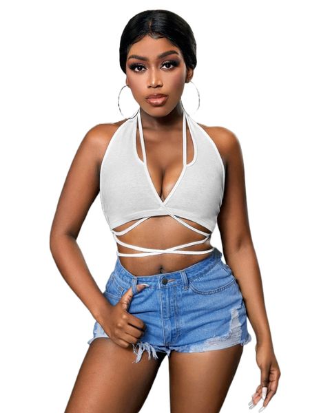 

sxy criss cross tie backless crop halter n2ps#, White