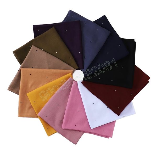 110x110cm Cotone tinta unita Hijab Sqaure Sciarpa Donna Musulmano Foulard Avvolge Malaysia Tudung Glitter Shimmer Fascia Scialli islamici