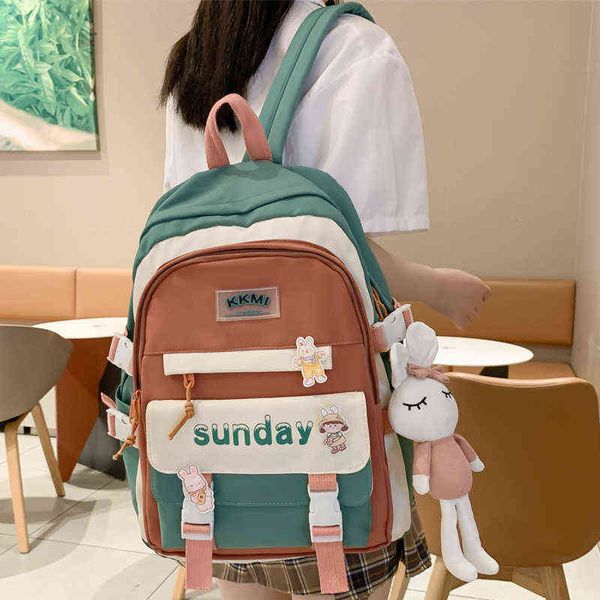 Zaino Julyccino Trolley multifunzionale da donna Borsa da scuola a tracolla in nylon impermeabile Ragazze adolescenti Studente carino 220628