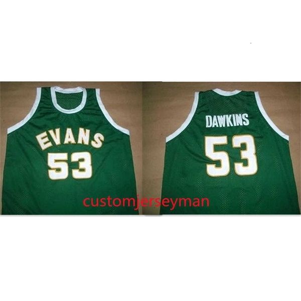 Xflsp nikivip verde darryl #53 Dawkins Evans High School Basketball Jerseys reminiscem mensagens de jersey manchado de camisa personalizada S-5xl