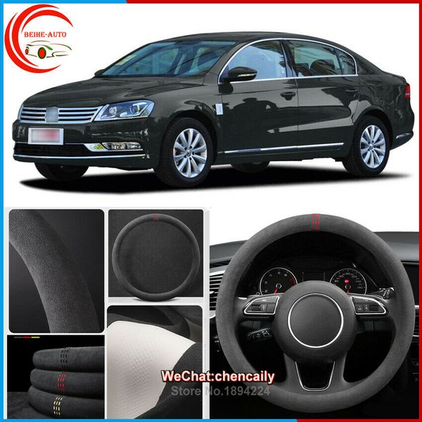 

for volkswagen magotan black alcantara suede car steering wheel cover auto case