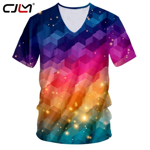 Herrenhemden, lässig, bunte Quadrate, V-Ausschnitt, T-Shirt, Tropfen-Sommer, China, 3D-T-Shirt, Lieferanten, Großhandel 220623