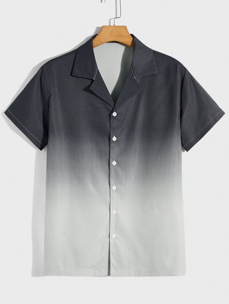 

romwe guys ombre striped shirt u3c4#, White;black